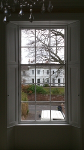 Hardwood Sash window form inside a house in Exeter